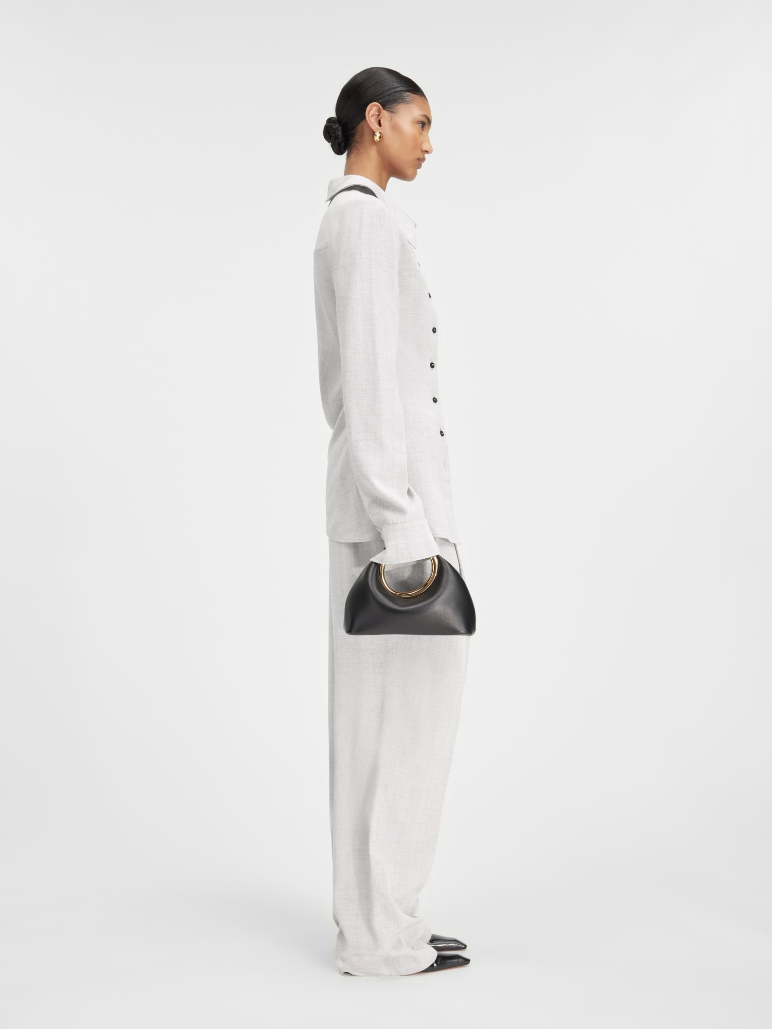 Jacquemus La Chemise Pablo Asymmetric Shirt In Gray