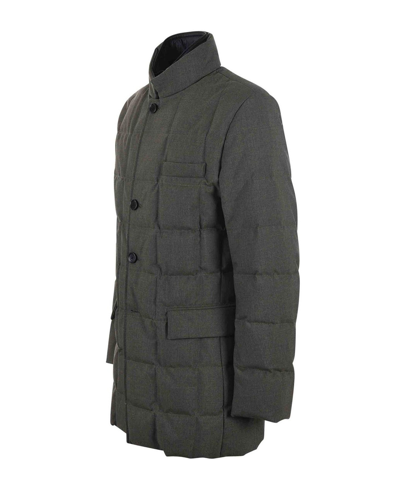 Fay Notched-collar Quilted Down Jacket In Black