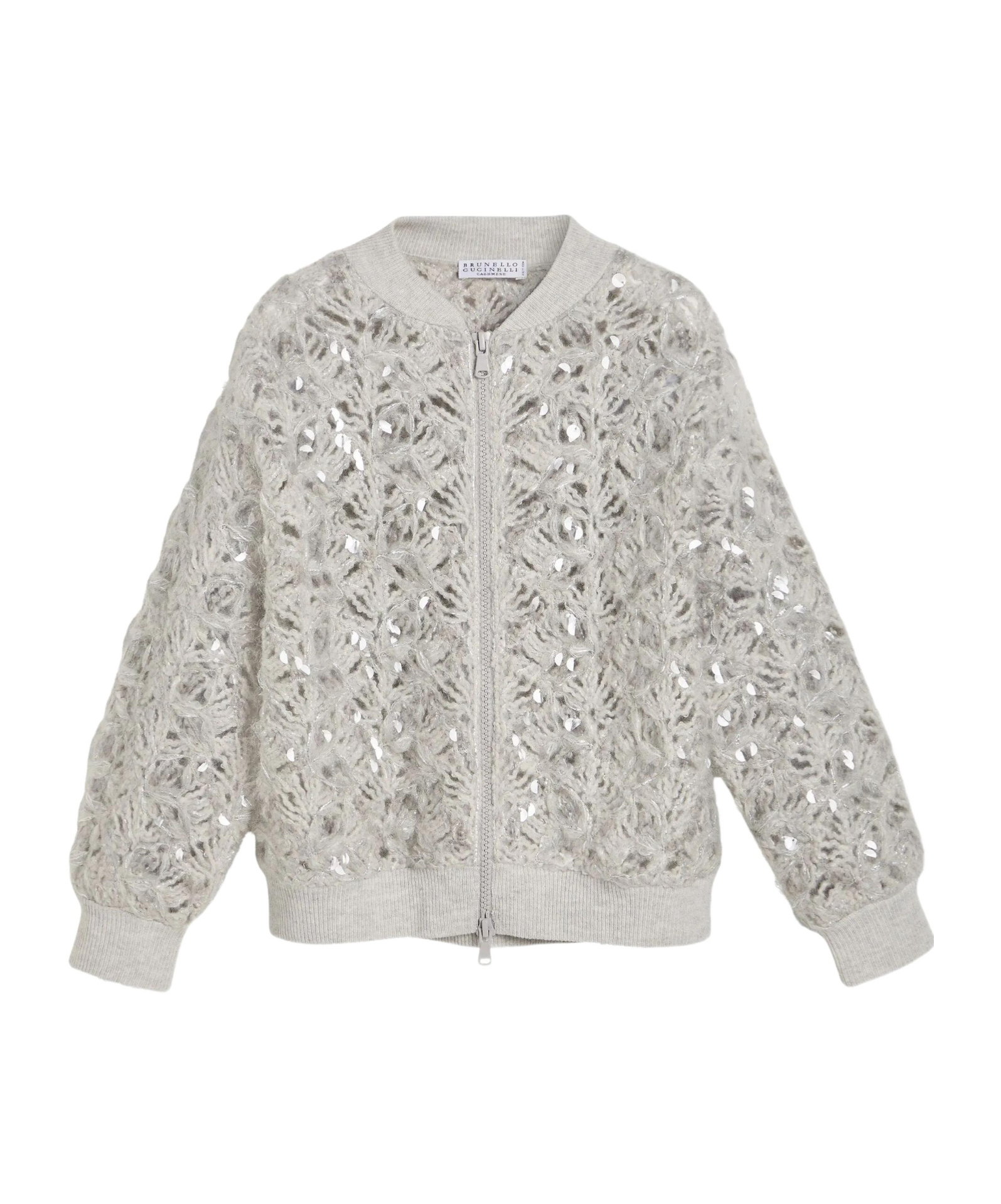 Brunello Cucinelli Dazzling Sequin-embellished Cardigan In Gray