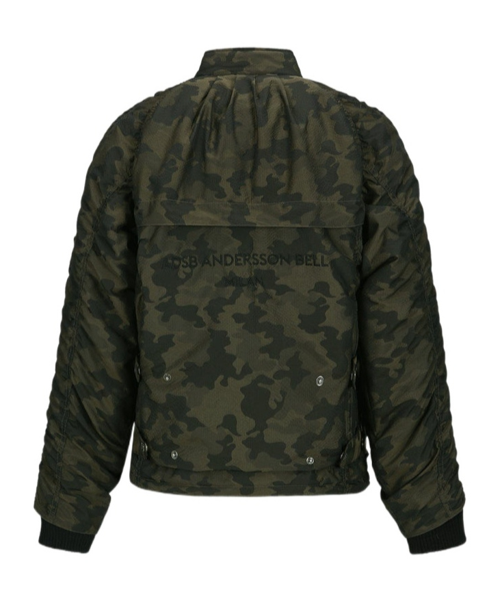 Andersson Bell Green Camouflage Lace-up Padded Jacket In Black