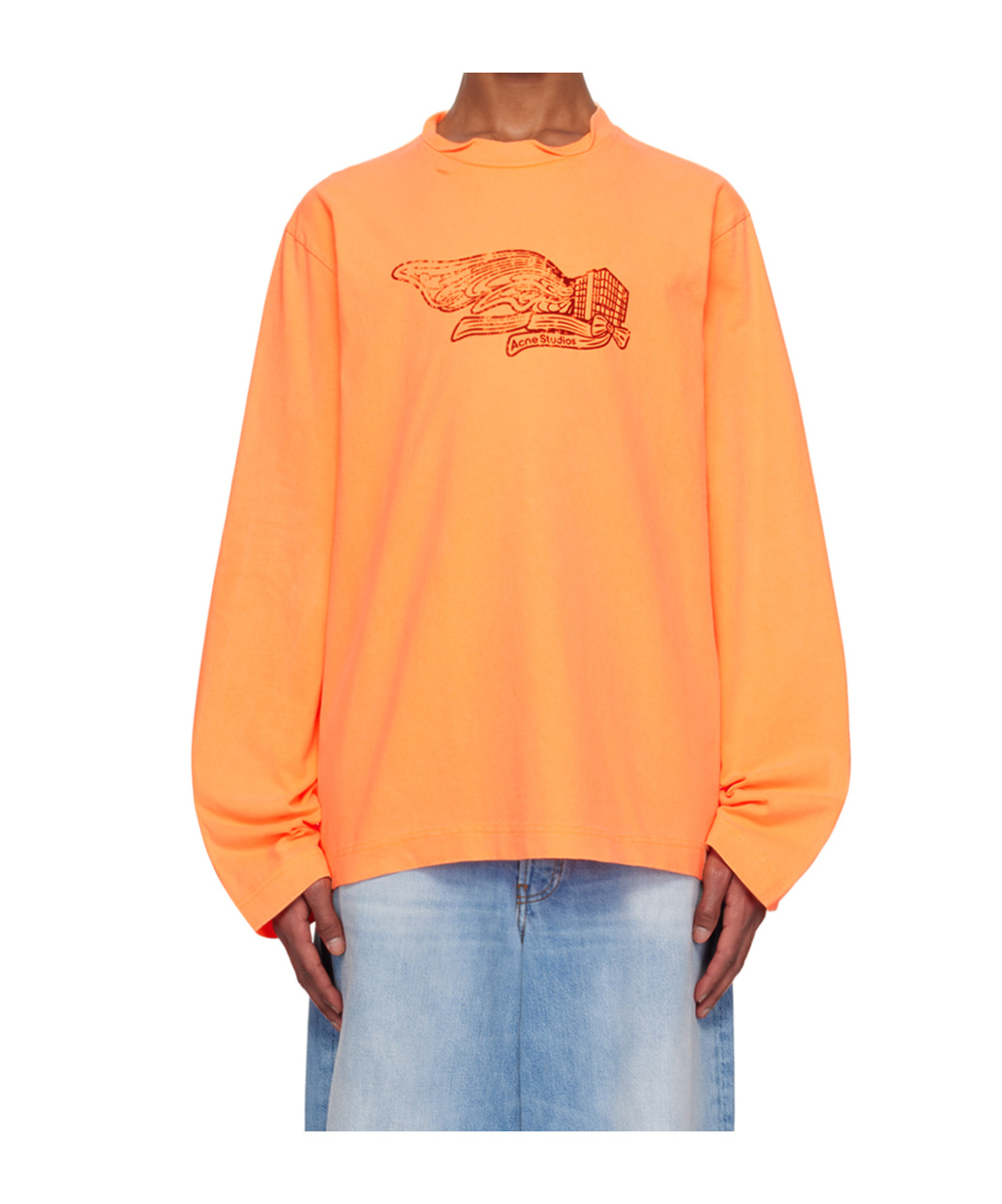 Acne Studios Orange Printed Long Sleeve T-shirt In Orange