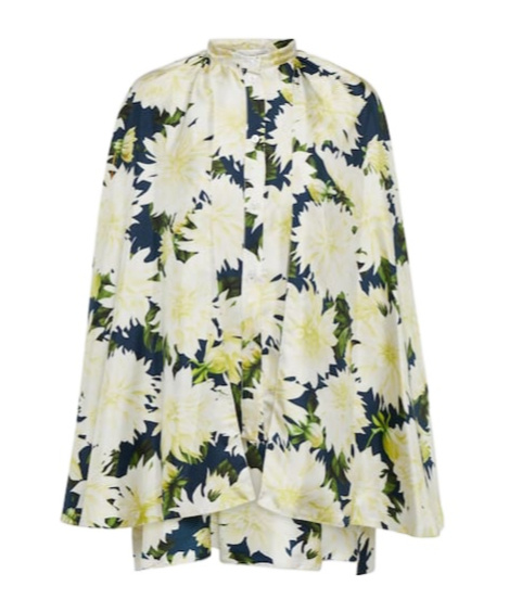 Oscar De La Renta Floral Cotton-blend Blouse In Multi