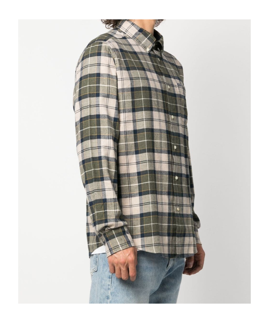 Barbour Checkered Collared Long In Nude
