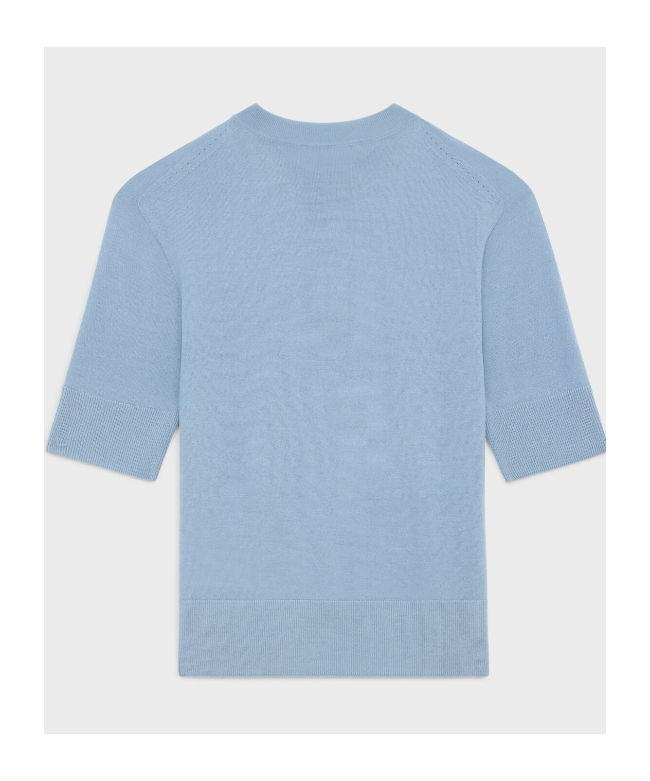 Celine Triomphe Crew Neck Sweater In Fine Wool In Light Blue