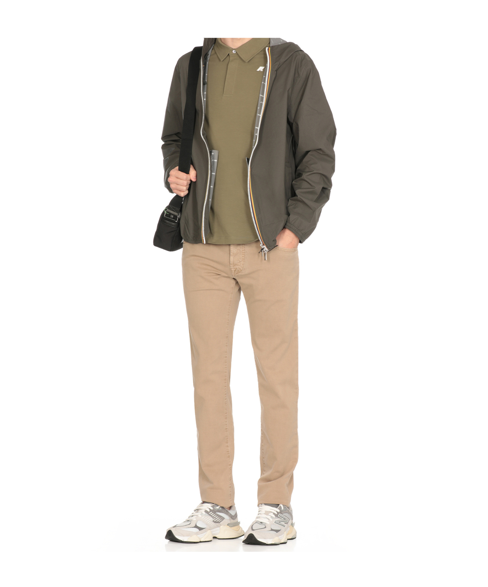 K-way Army Green Polo Shirt With Collar Design