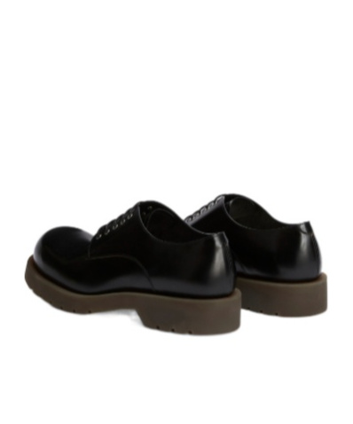 Jil Sander Round Toe Leather Lace-up Shoes With Chunky Sole In Black