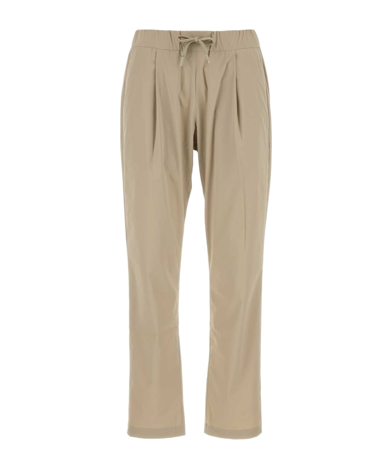 Herno Stretch Nylon Pant Inverted Pleats In Nude