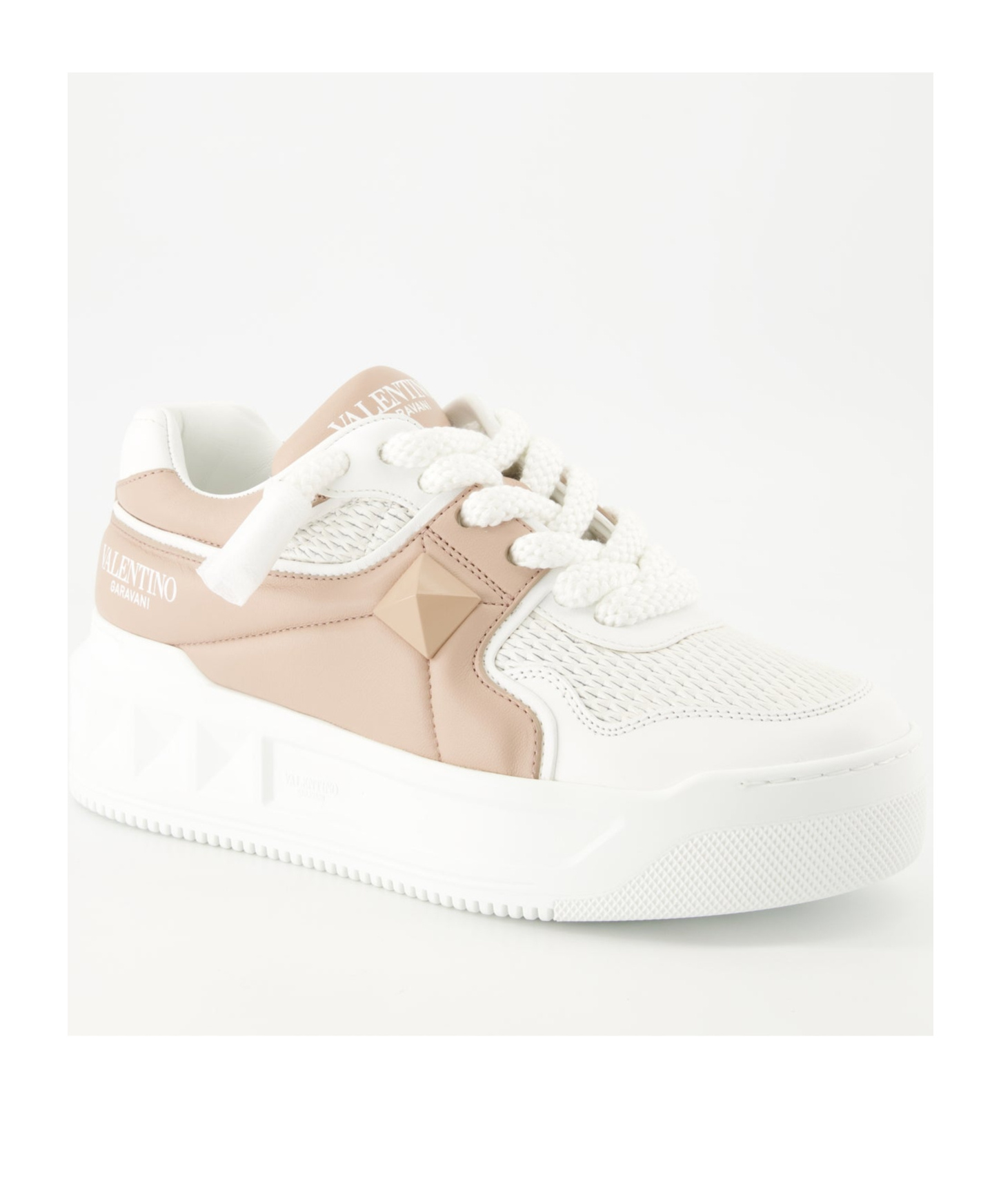 Shop Valentino Garavani One Stud Xl Lace-up Sneakers In White