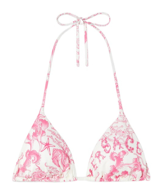 Versace Floral-print Triangle Bikini Top In Multi