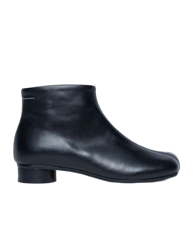 Mm6 Maison Margiela Ankle Leather Boots In Black