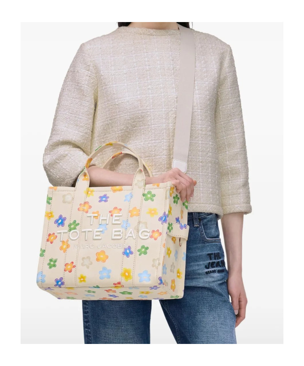 Marc Jacobs The Wild Daisy Medium Tote Bag In White