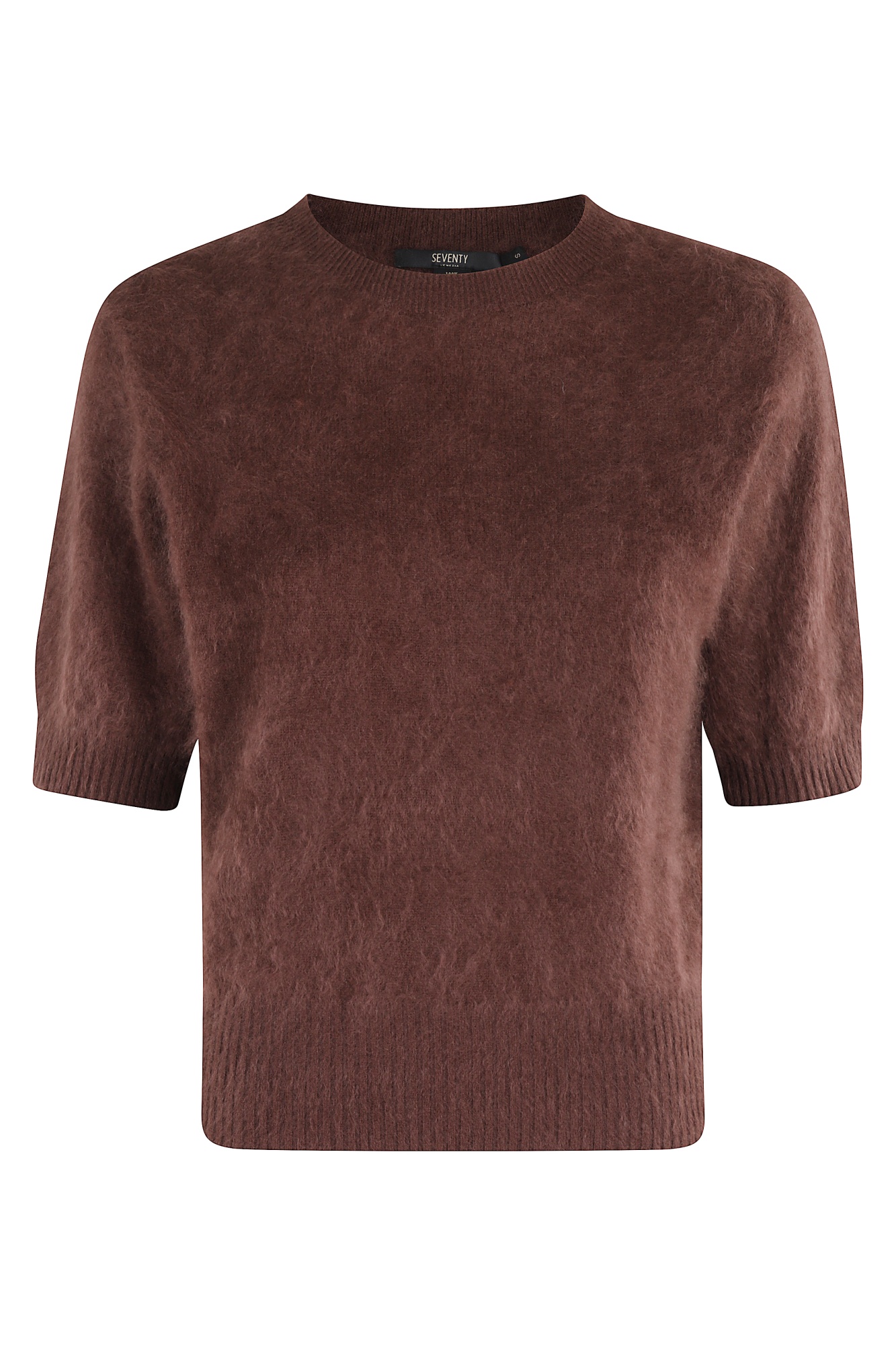 Seventy Bordeaux Cashmere Sweater With Crew Neck And Short Sleeves In Brown