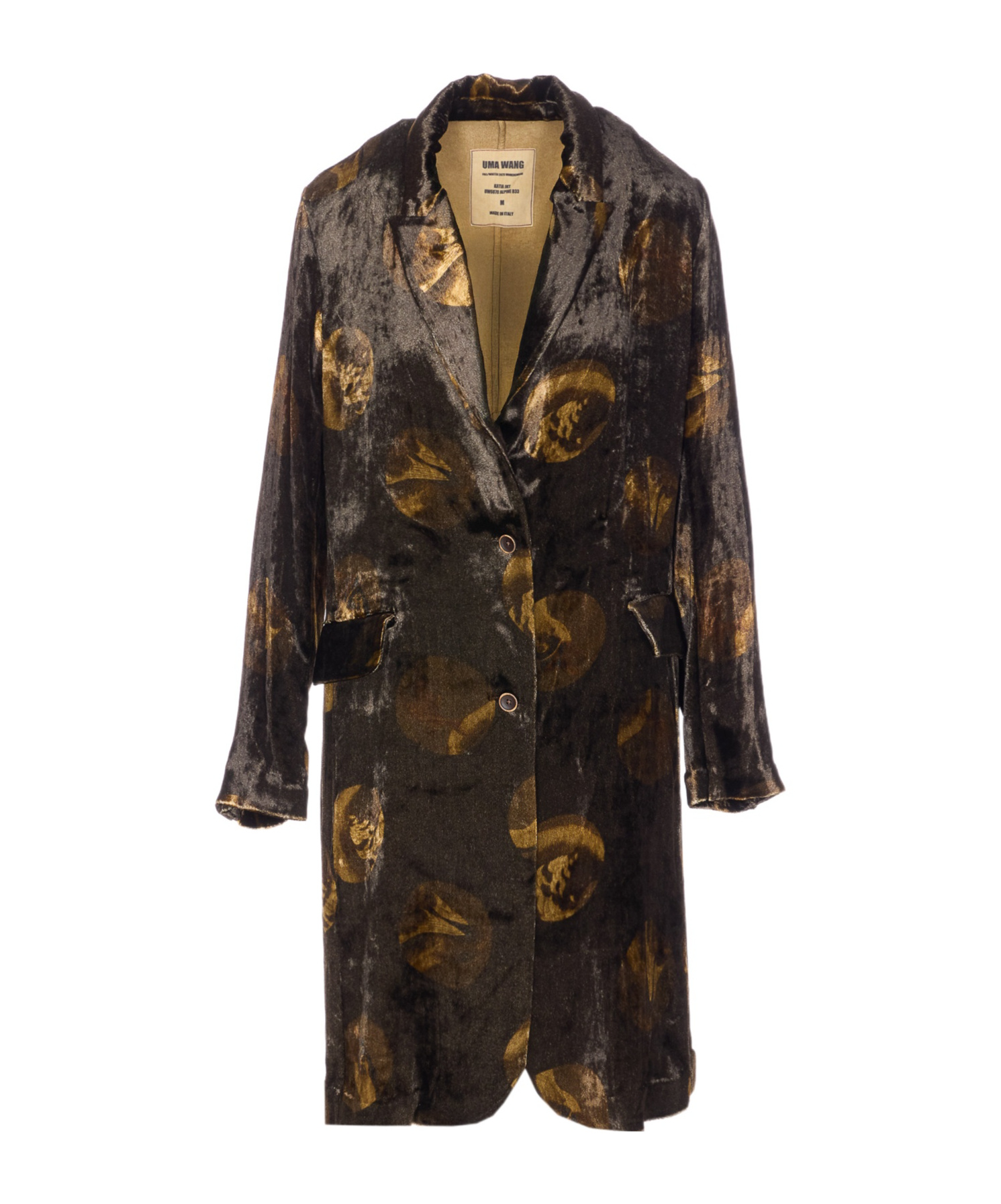 Uma Wang Longline Velvet Effect Jacket With Notched Lapel In Black