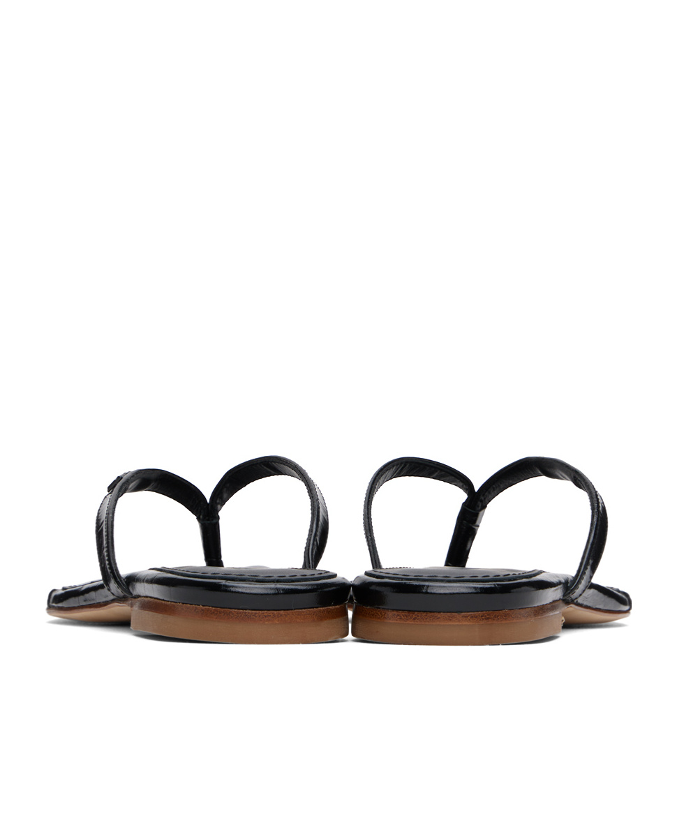 Coperni Croco Slanted Flip Flops In Black