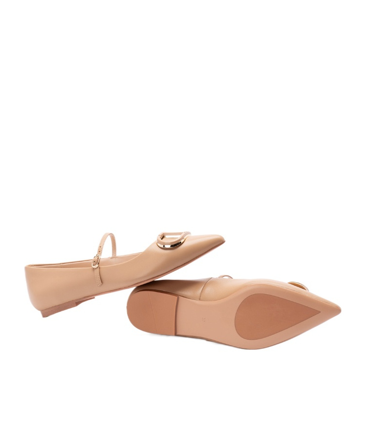 Shop Twinset Logo-plaque Ballet Flats In Nude