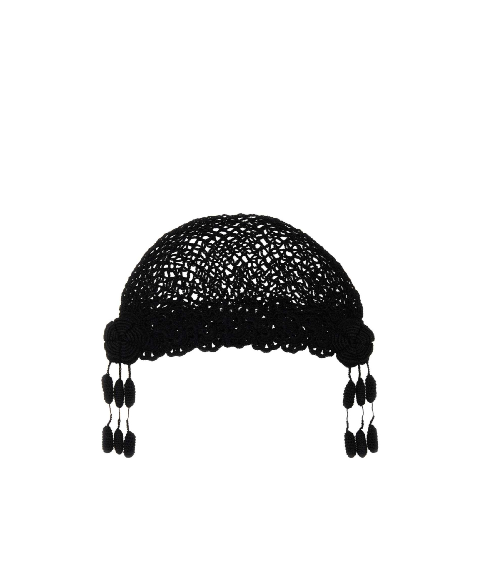 Bode Black Crochet Hat In Black