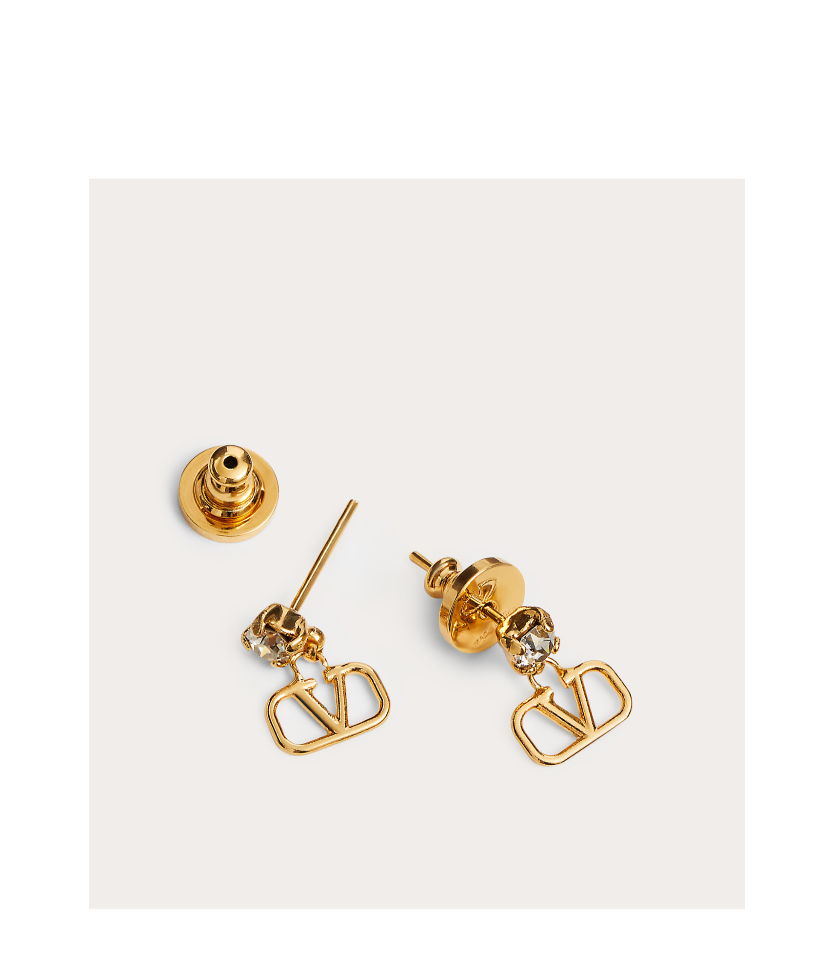 Valentino Gemstone Accent Stud Earrings With Gold-tone Finish In Yellow
