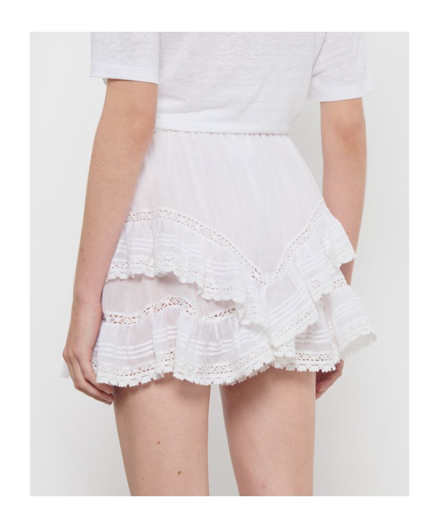 Isabel Marant Étoile Layered Lace Trim Skirts With Ruffled Hem In White