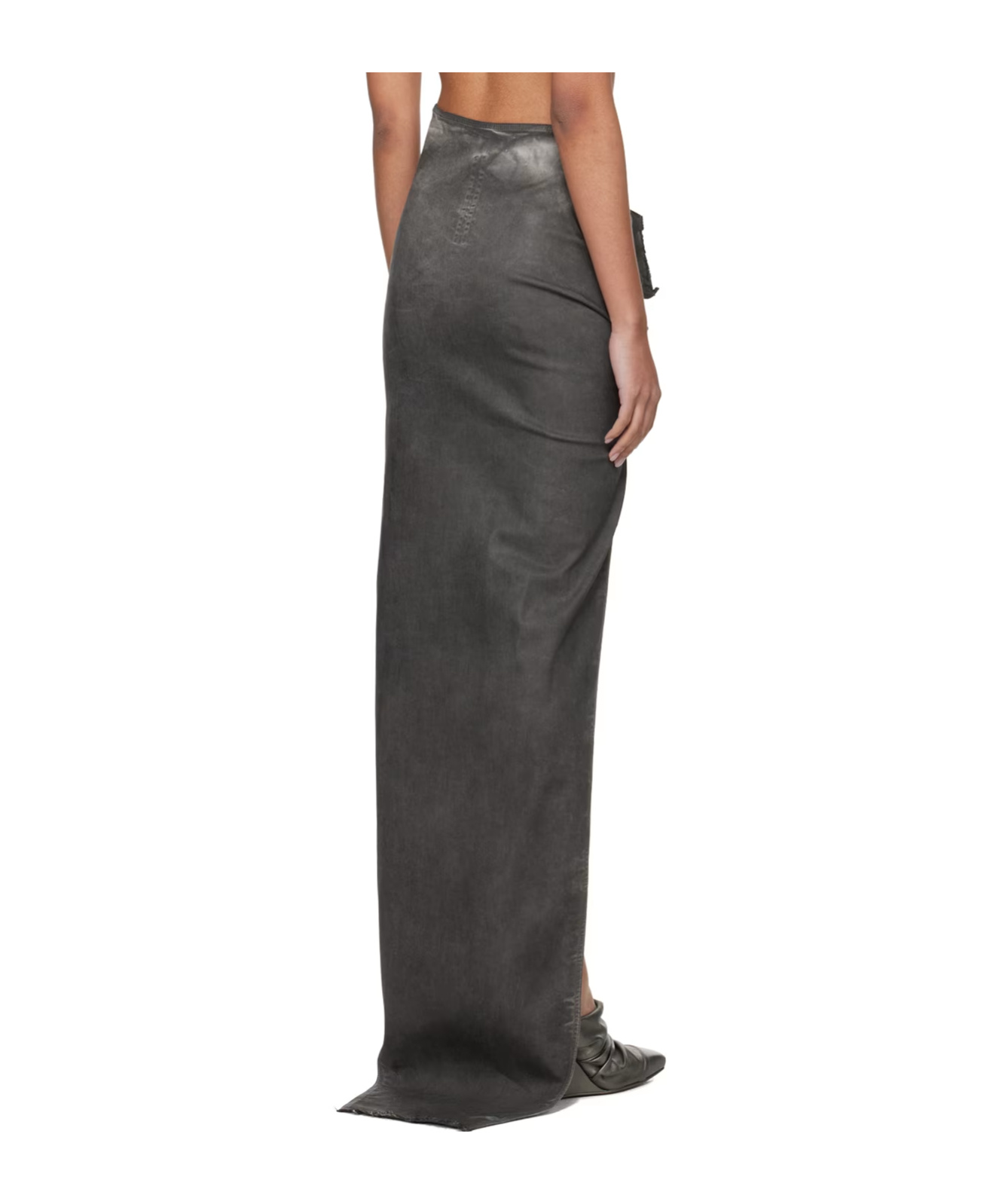 RICK OWENS DRKSHDW EDFU DENIM EXTRA-LONG SKIRT 