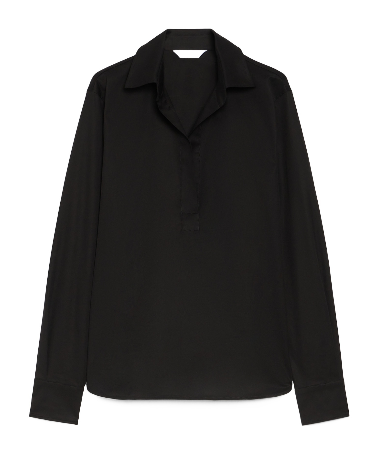 Max Mara V-neck Black Cotton Shirt With Loose Silhouette In Black