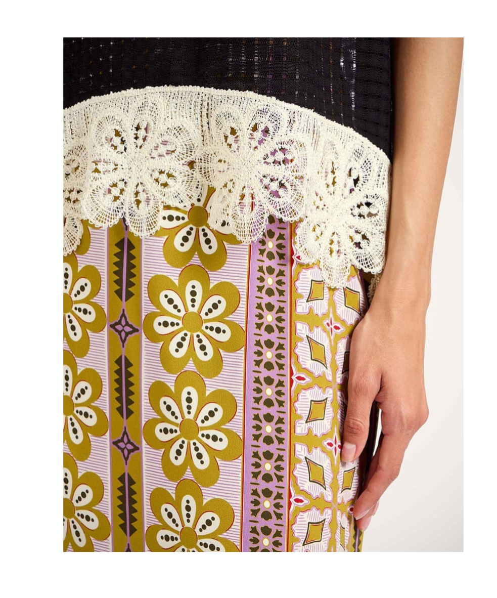 La Doublej Patterned Pencil Skirt In Brown