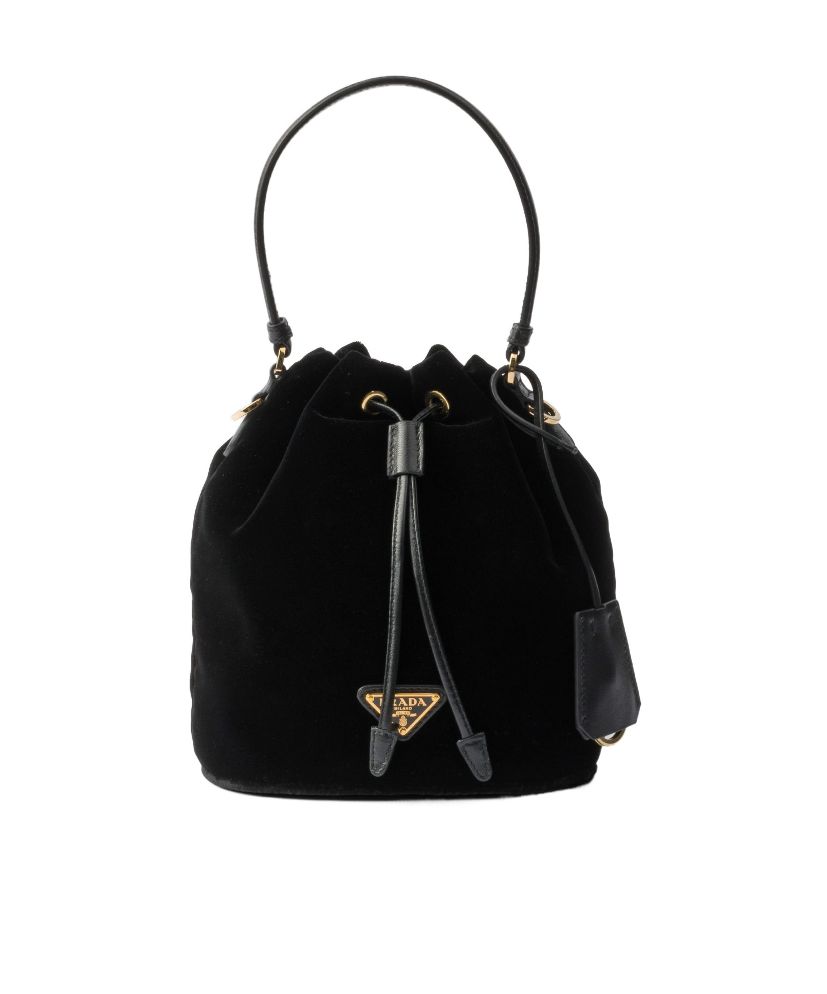 Prada Mini Re-edition Velvet Bucket Bag In Black