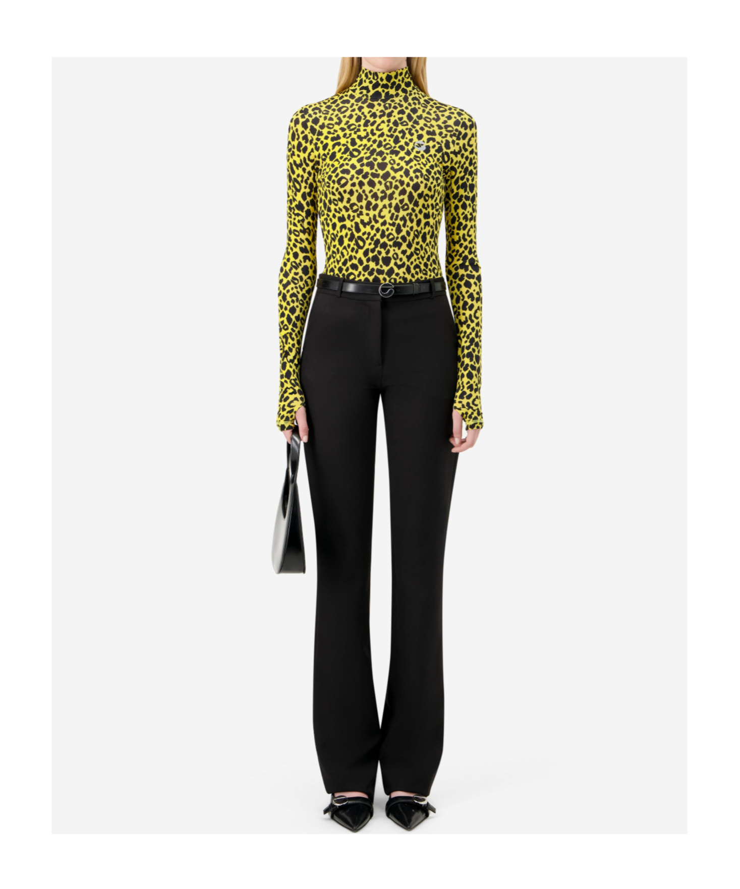Coperni Leopard Print Turtleneck Sweater In Green