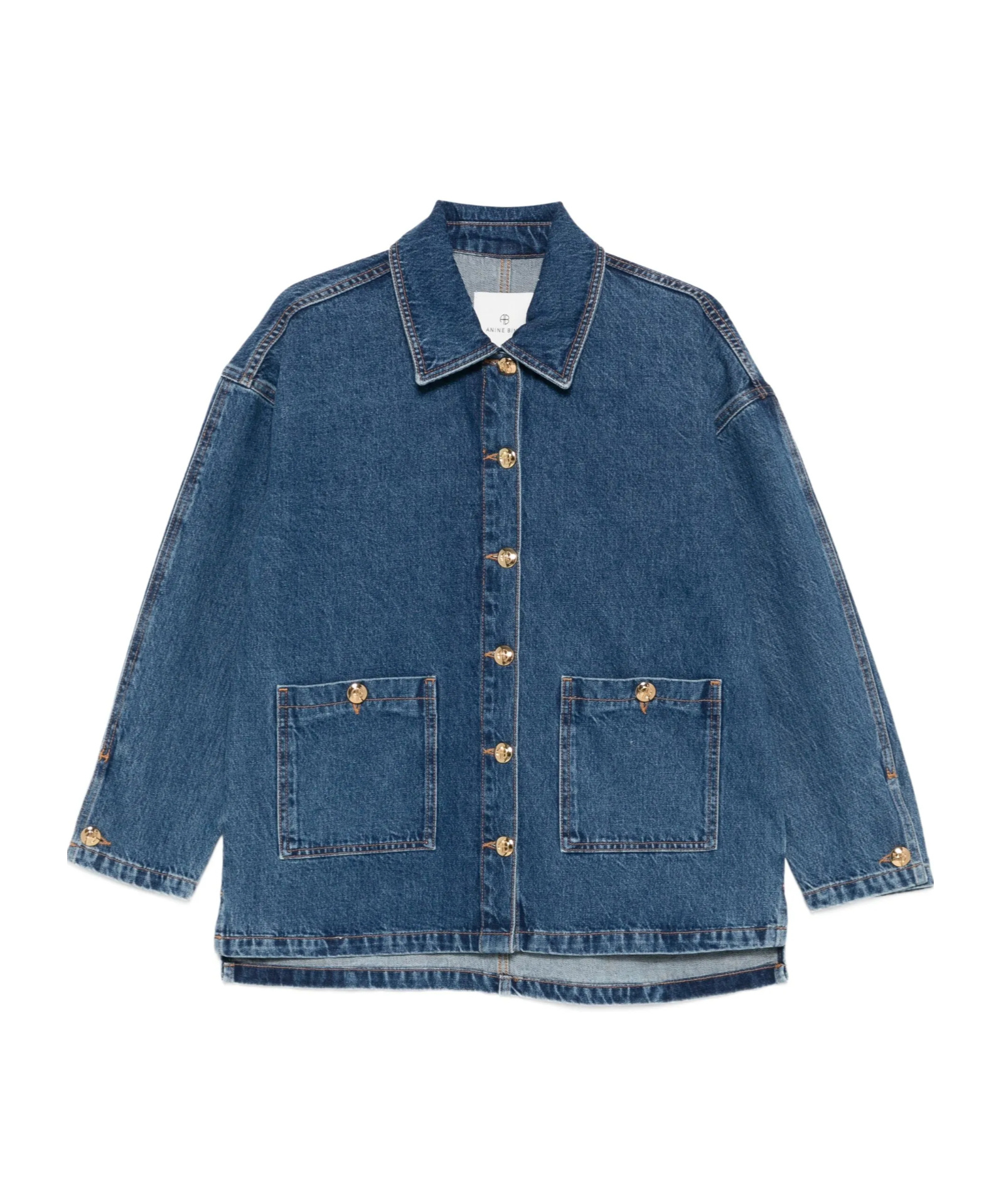 Anine Bing Classic Denim Shirt With Button Closure In Blue
