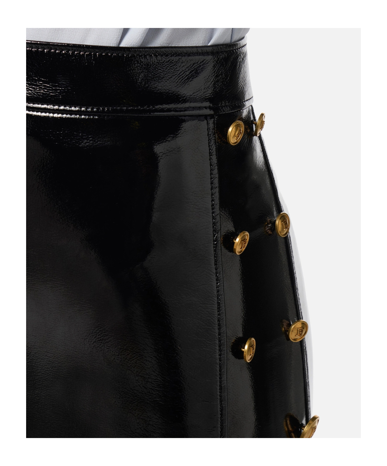 Elisabetta Franchi Button-detail Slit Midi Skirt In Black