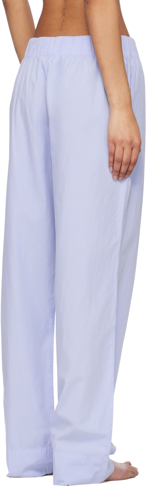 Tekla Organic Cotton Poplin Pajama Pants In Blue