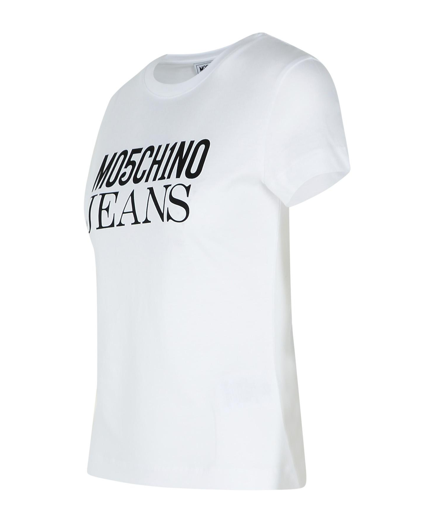 Moschino Ribbed Crew-neck Cotton T-shirt With Short Sleeves In White