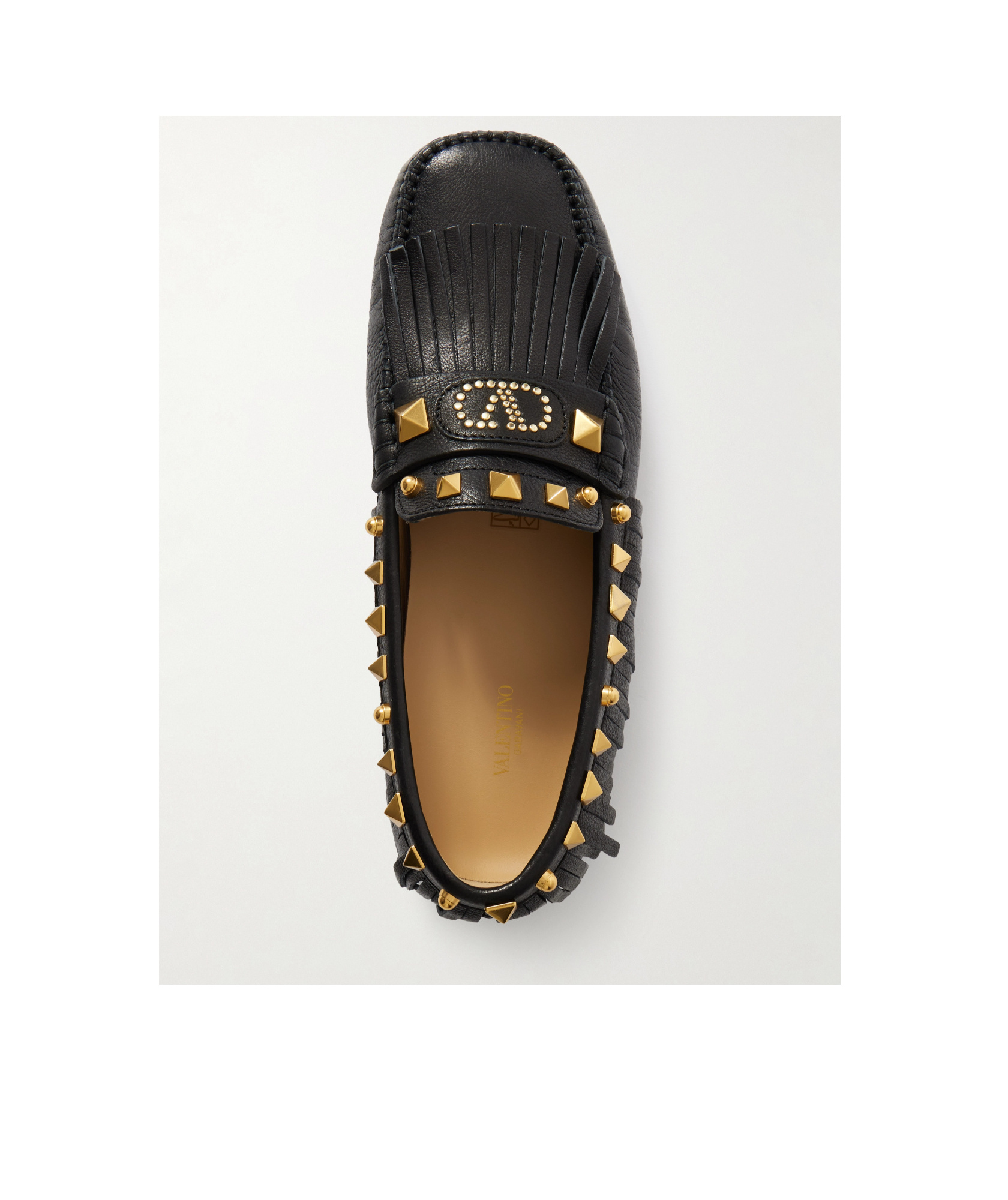 Valentino Stud-embellished Loafers In Black