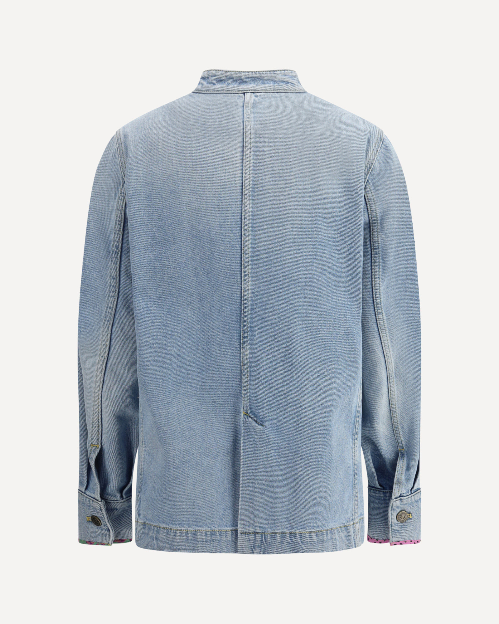 Valentino Embellished Printed Chiffon-trimmed Denim Jacket In Blue