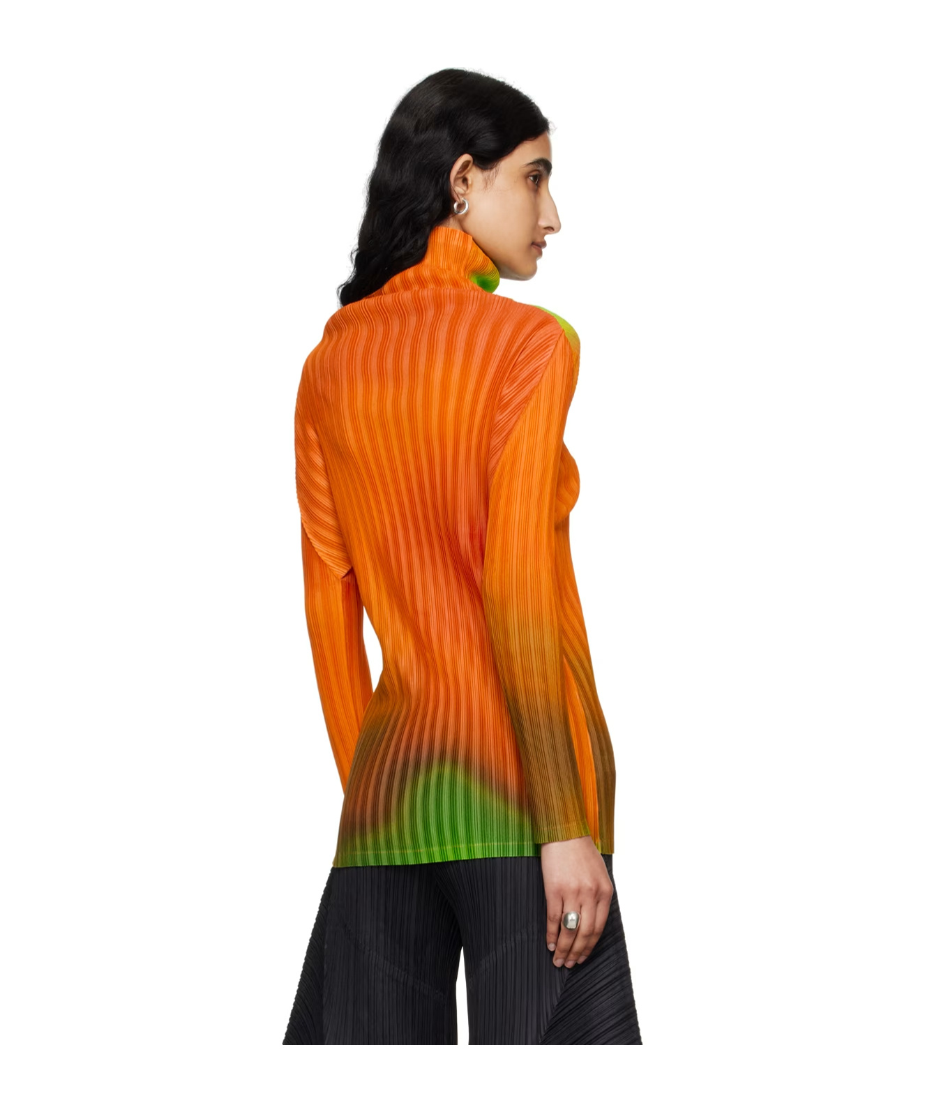 Issey Miyake Orange Melty Rib Turtleneck In Orange