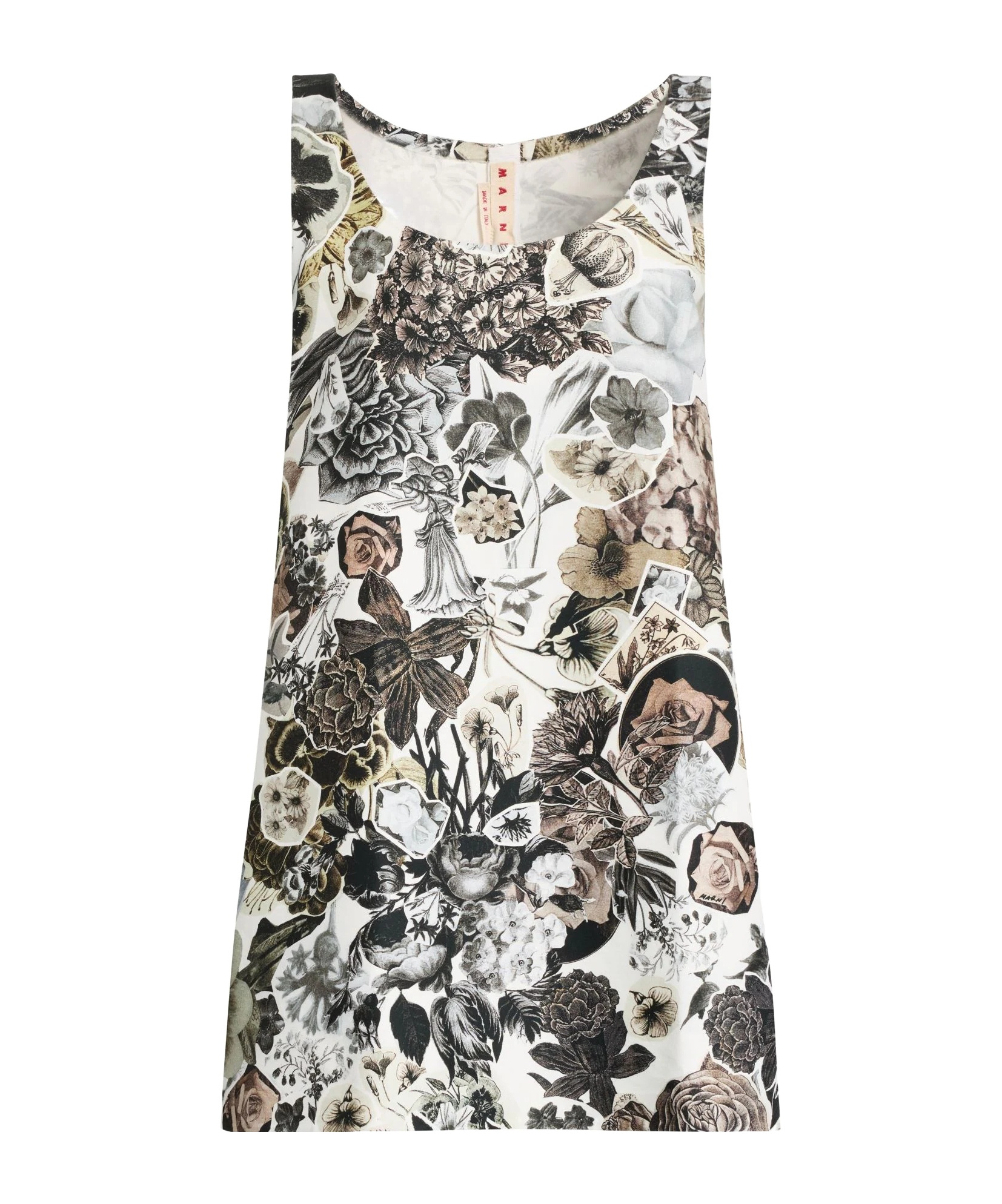 Marni Sleeveless Floral Dress In Charcoal-grey
