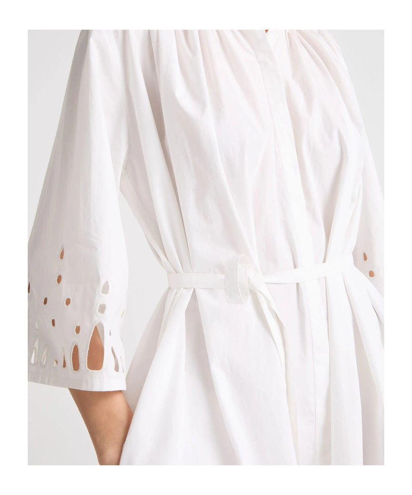 Yves Salomon Poplin Midi Dress In White