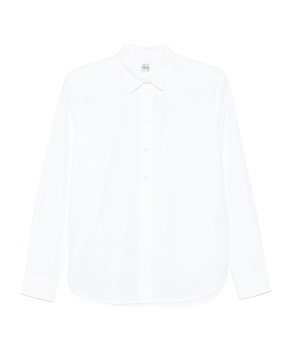 Totême Cotton Shirt With Buttoned Cuffs And Curved Hem In White