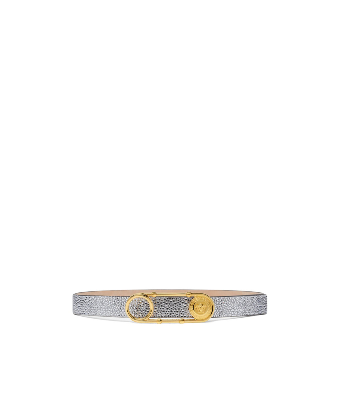 Versace Medusa-head Leather Belt In Gray