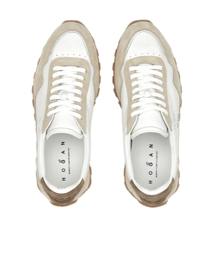 Hogan Leather Sneakers With Round Toe And Ridged Rubber Sole In Nude