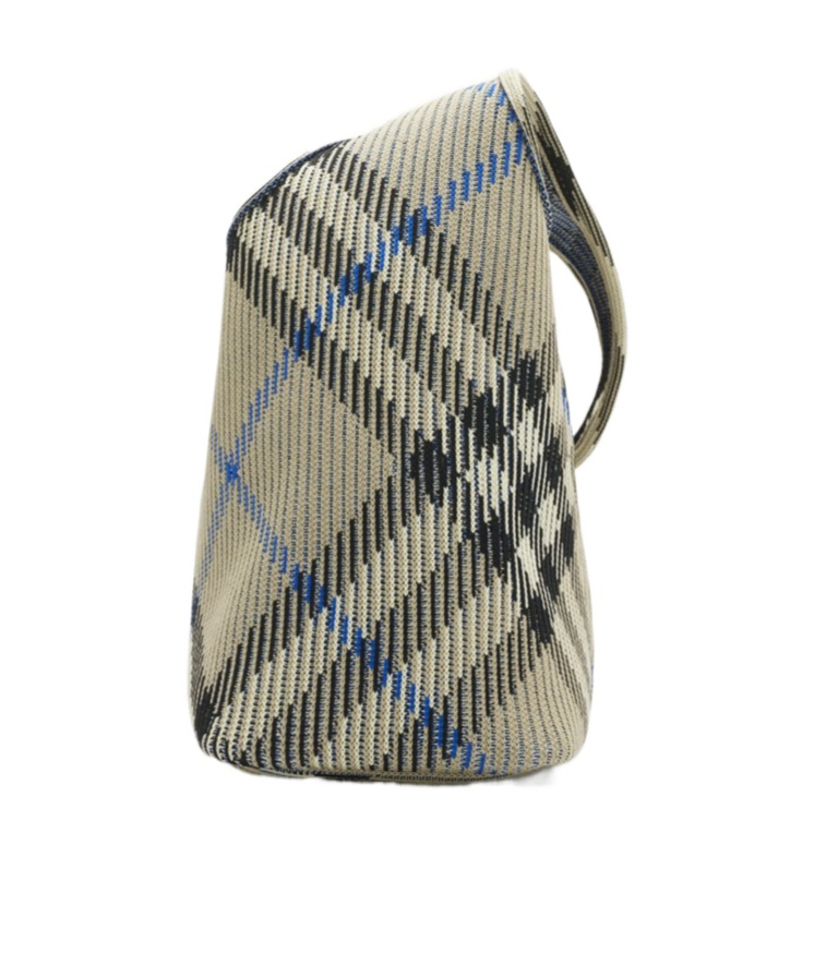 Burberry Large Check Knitted Shoulder Bag In Nude