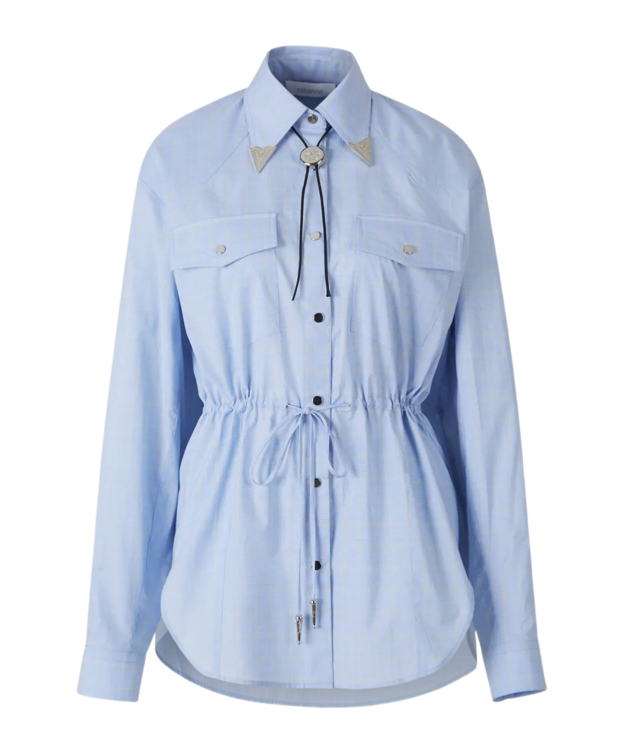 Shop Rabanne Drawstring-waist Shirt In Light Blue