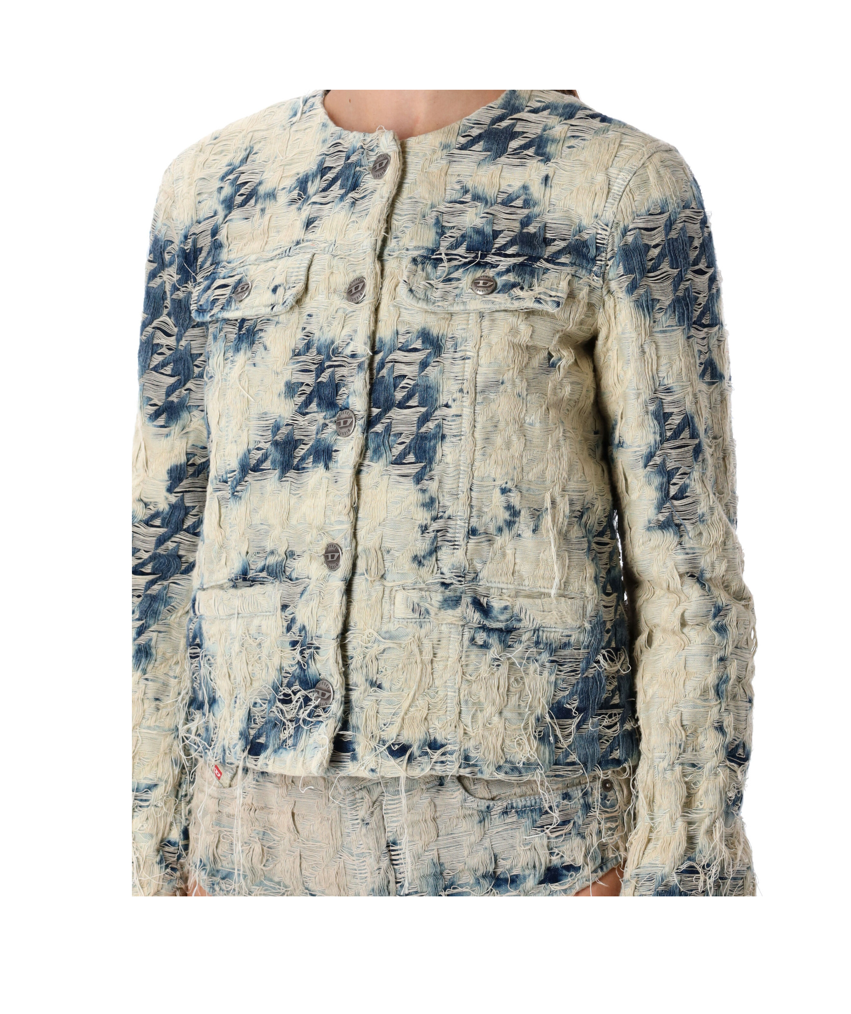 Diesel Light Blue Distressed Cotton Denim Jacket In Multi