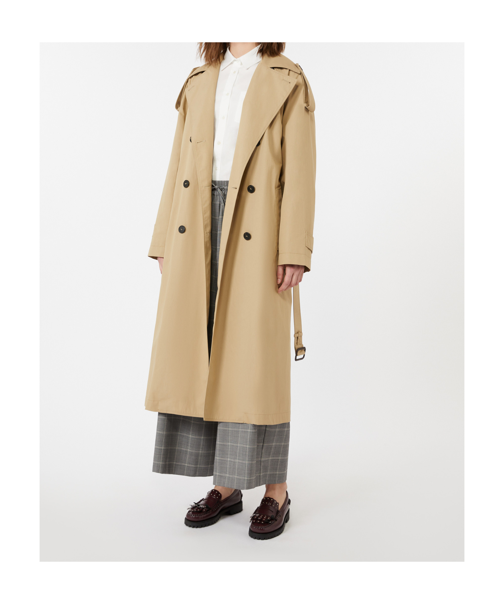 Weekend Max Mara Wool-blend Check Wide-leg Trousers In Gray