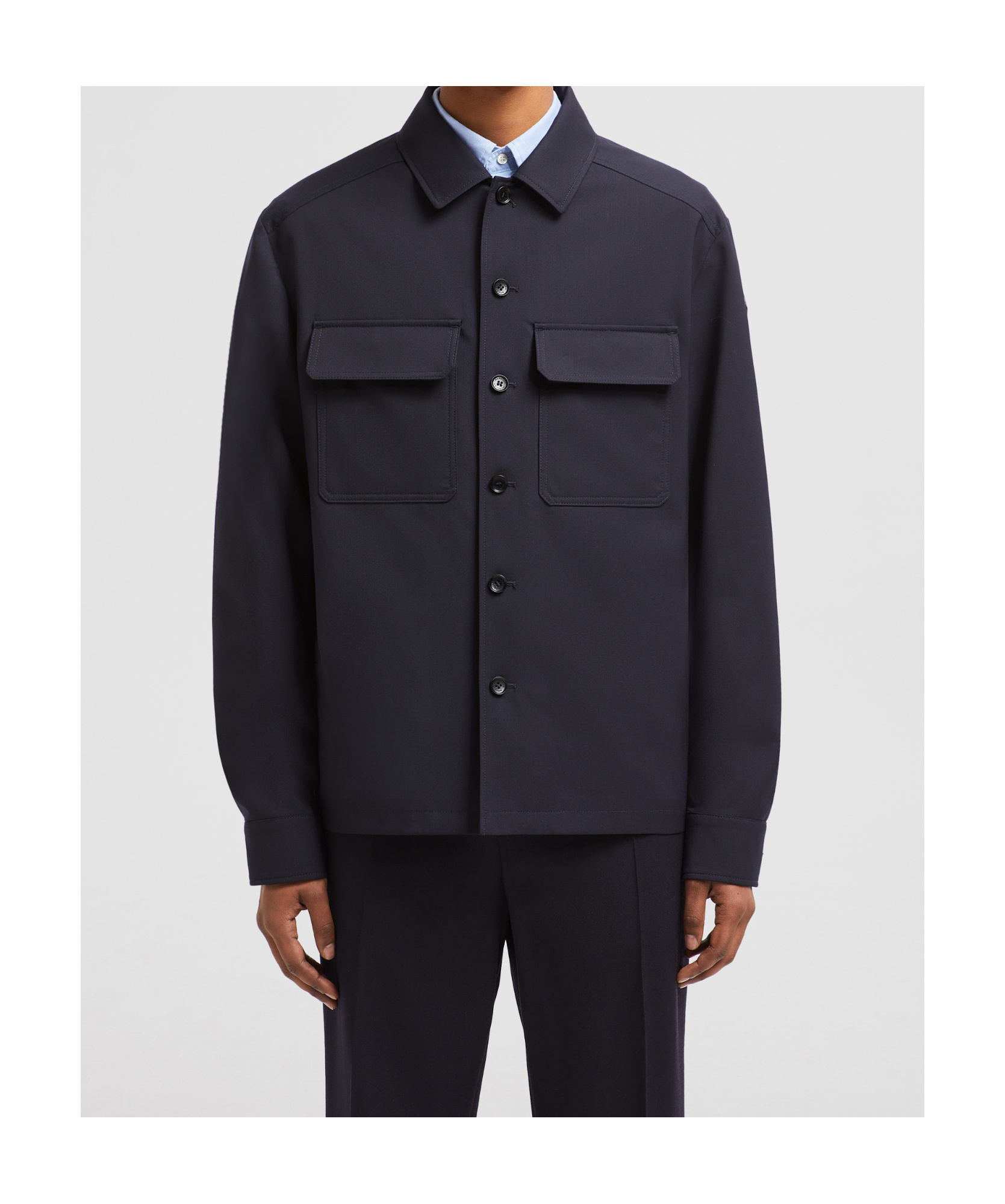 Moncler Jacket Wool Blend Chest Pockets In Black