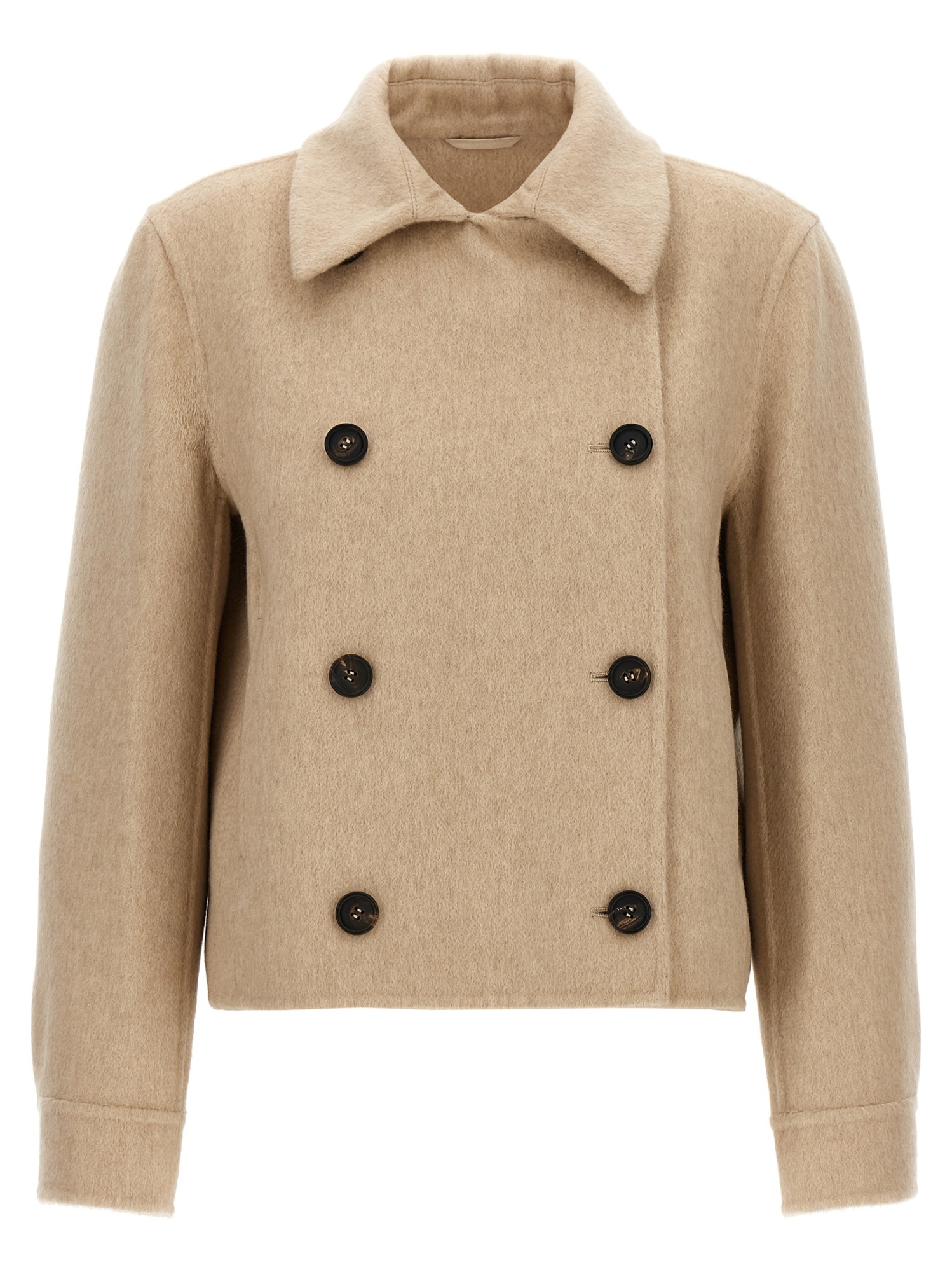 Brunello Cucinelli Cashmere Coat With Notched Collar And Double-breasted Design In Neutral