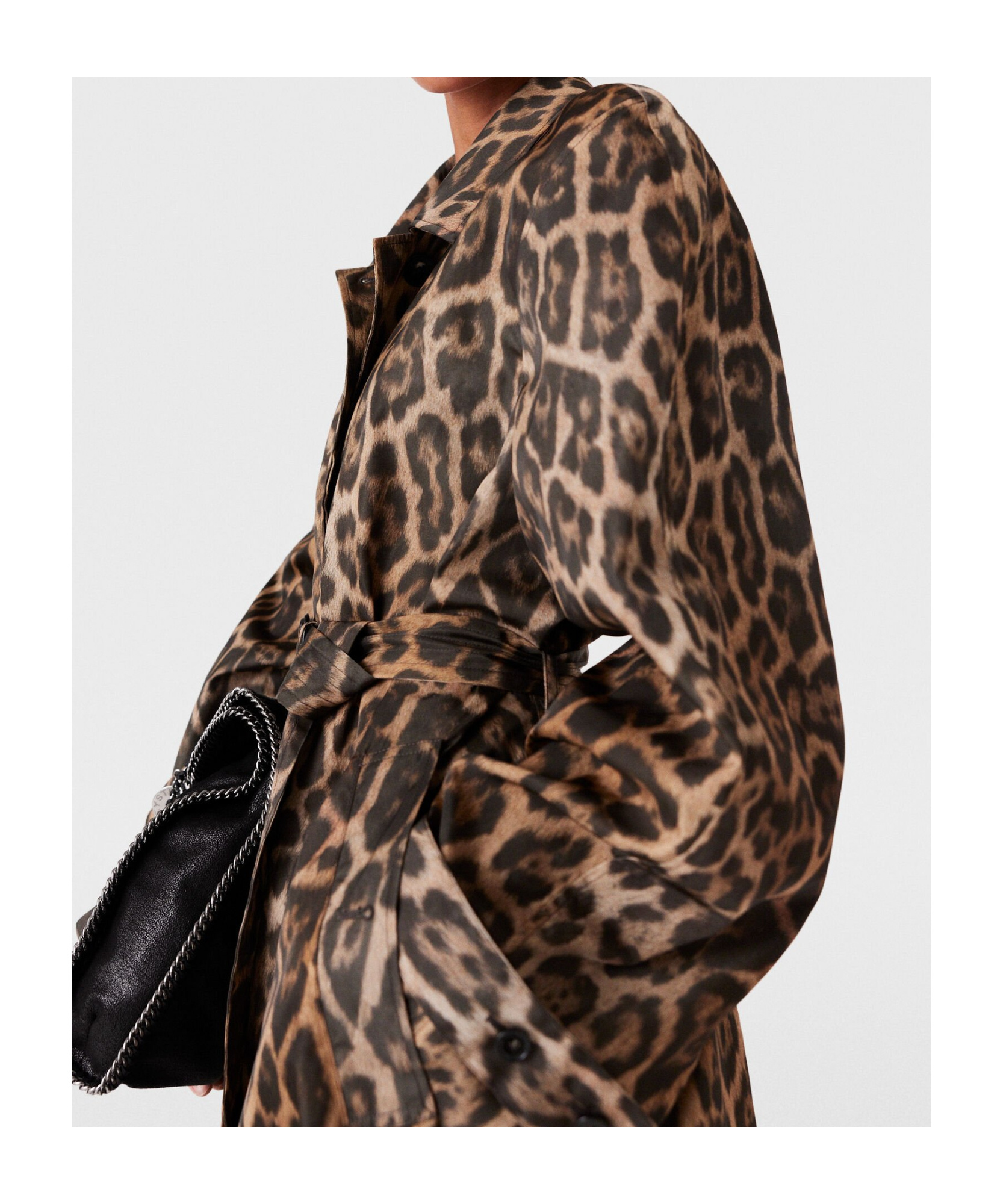 Stella Mccartney Oversized Leopard Trench In Nude