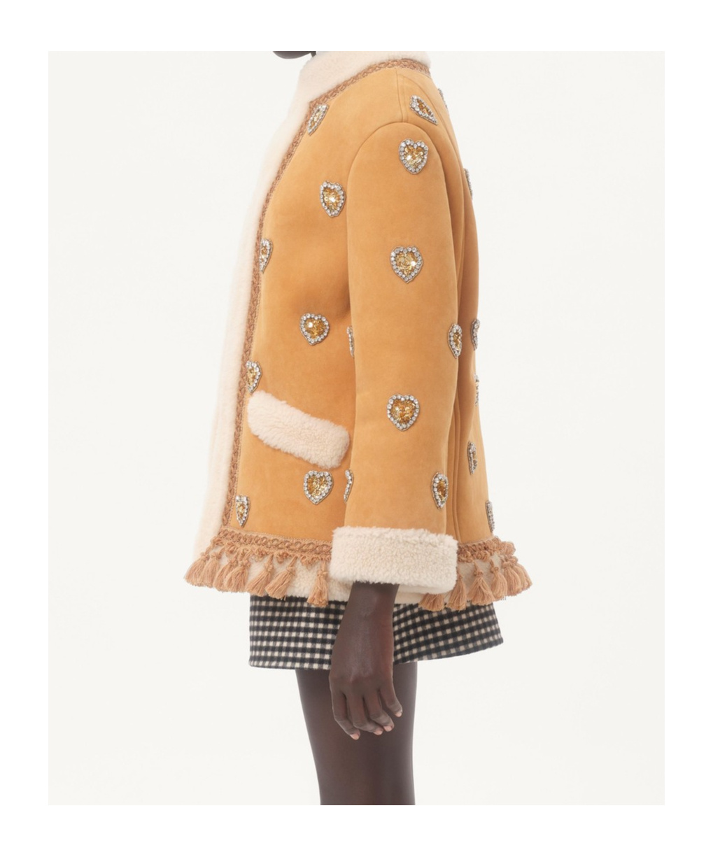 Valentino Embroidered Leather Jacket In Brown