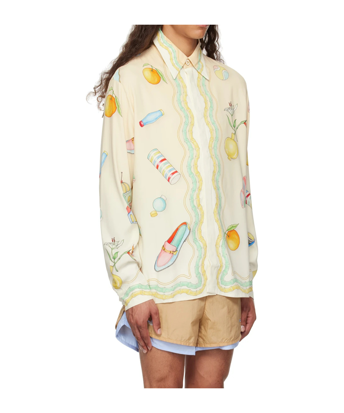 Casablanca Multicolor Long Sleeve Shirt With All-over Graphic Print In White