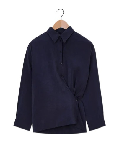 Lemaire Twisted Neckline Shirt In Black