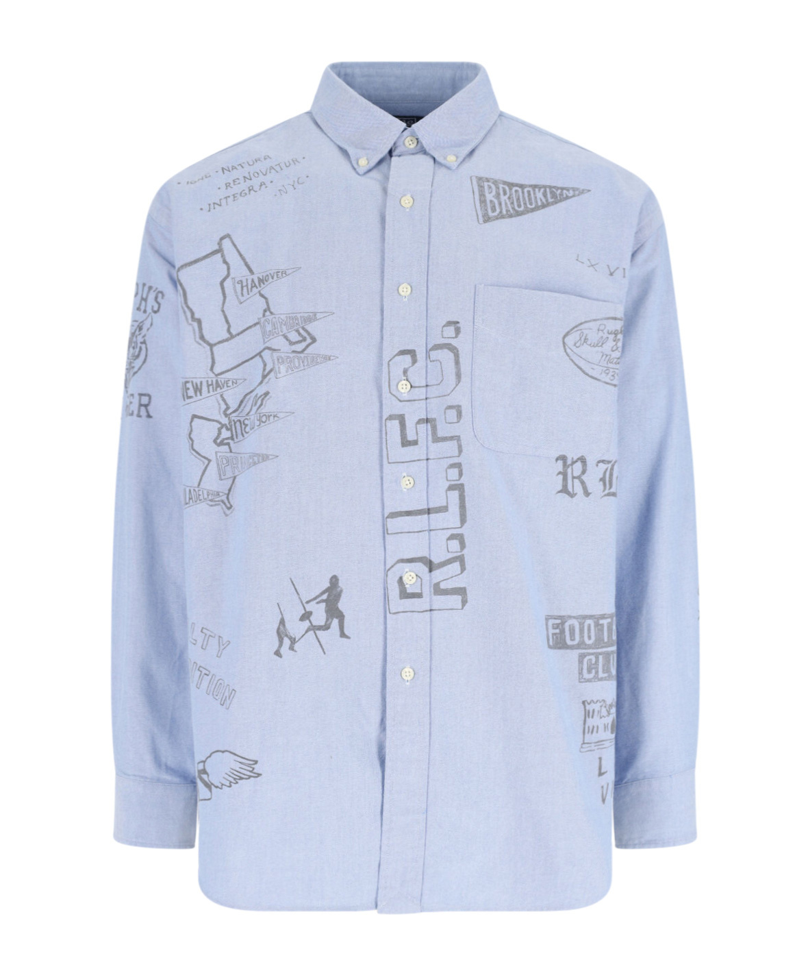Polo Ralph Lauren Casual Shirt With Graphic Print And Chest Pocket In Blue